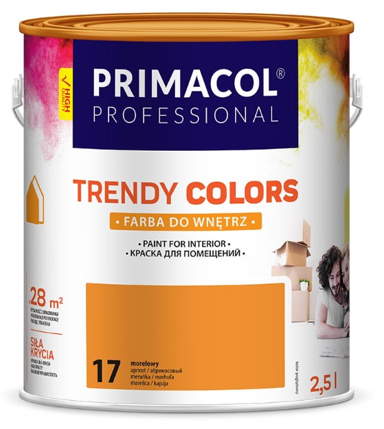 Farba akrylowa Trendy Colors 2,5 l mat morelowy do ścian i sufitów